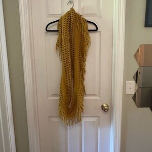 Mustard Yellow Knit Fringe Scarf